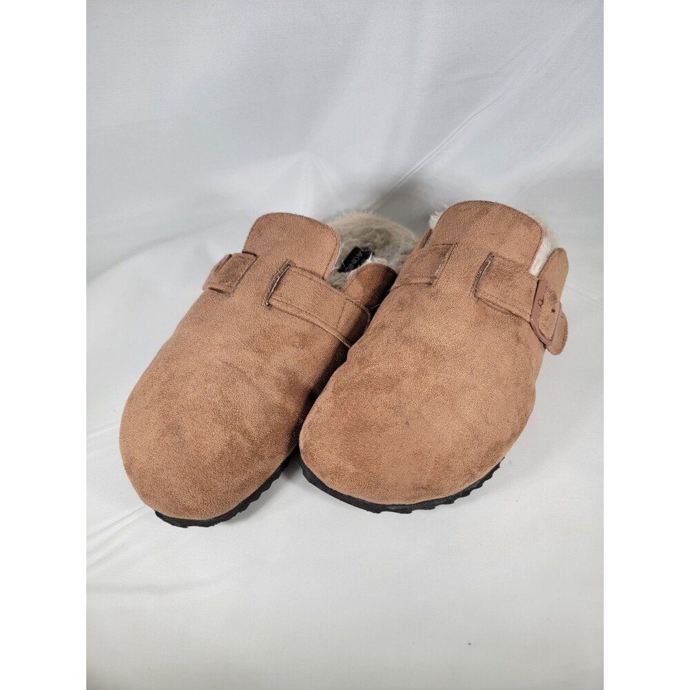 Dakine Women's Size 11 Mule Slippers Shoes Faux Fur Tan Suede Lined Slip-on